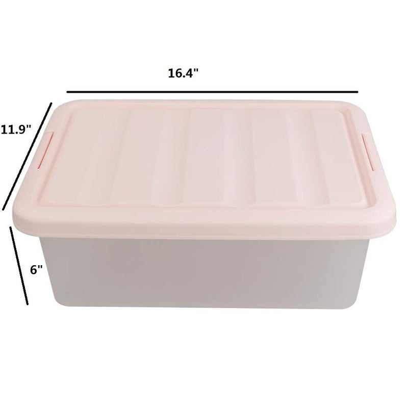 Ucake 14 Quart Plastic Storage Boxes with Pink Lids, 2 Packs - Image 2